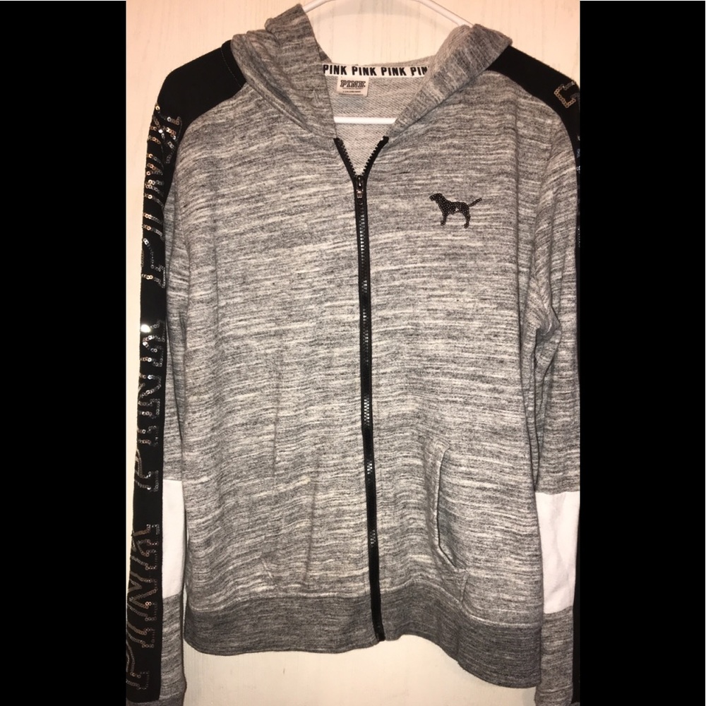 Pink Bling zip up hoodie